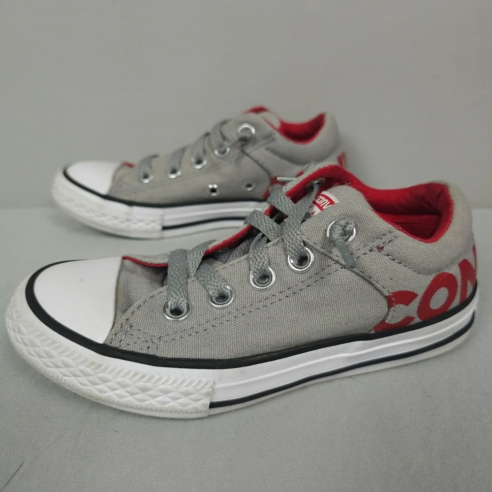 Converse Chuck Taylor All Star Low Shoes Junior Boy Size 12 Gray Red Canvas